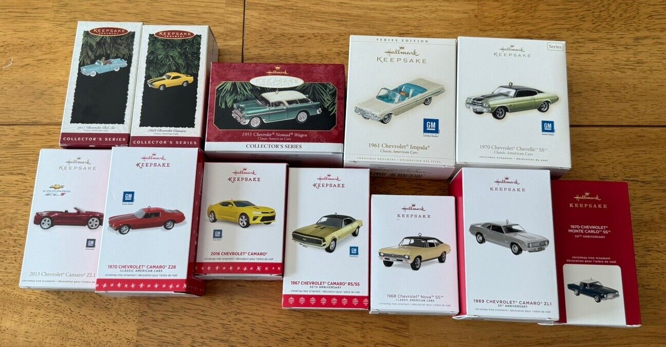 Hallmark Lot Of 12 Classic Cars Chevrolet Camaro Chevelle Monte Carlo Nova