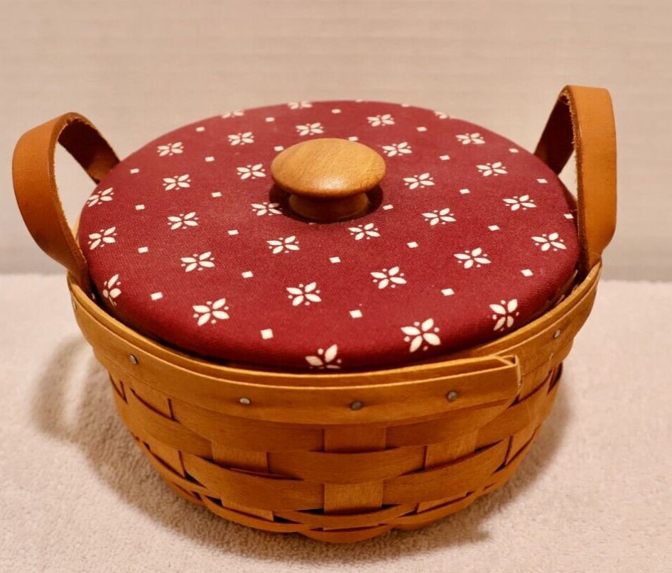 Longaberger Woven Traditions Button Basket Red Lid Liner Protector 2001