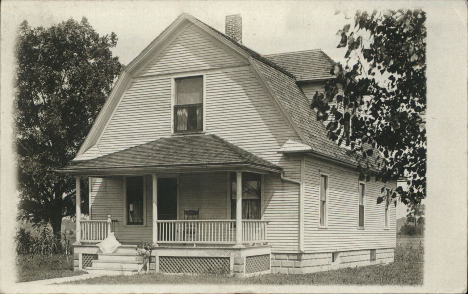 RPPC Cairo Michigan residential barn style home 1904-1918 real photo postcard