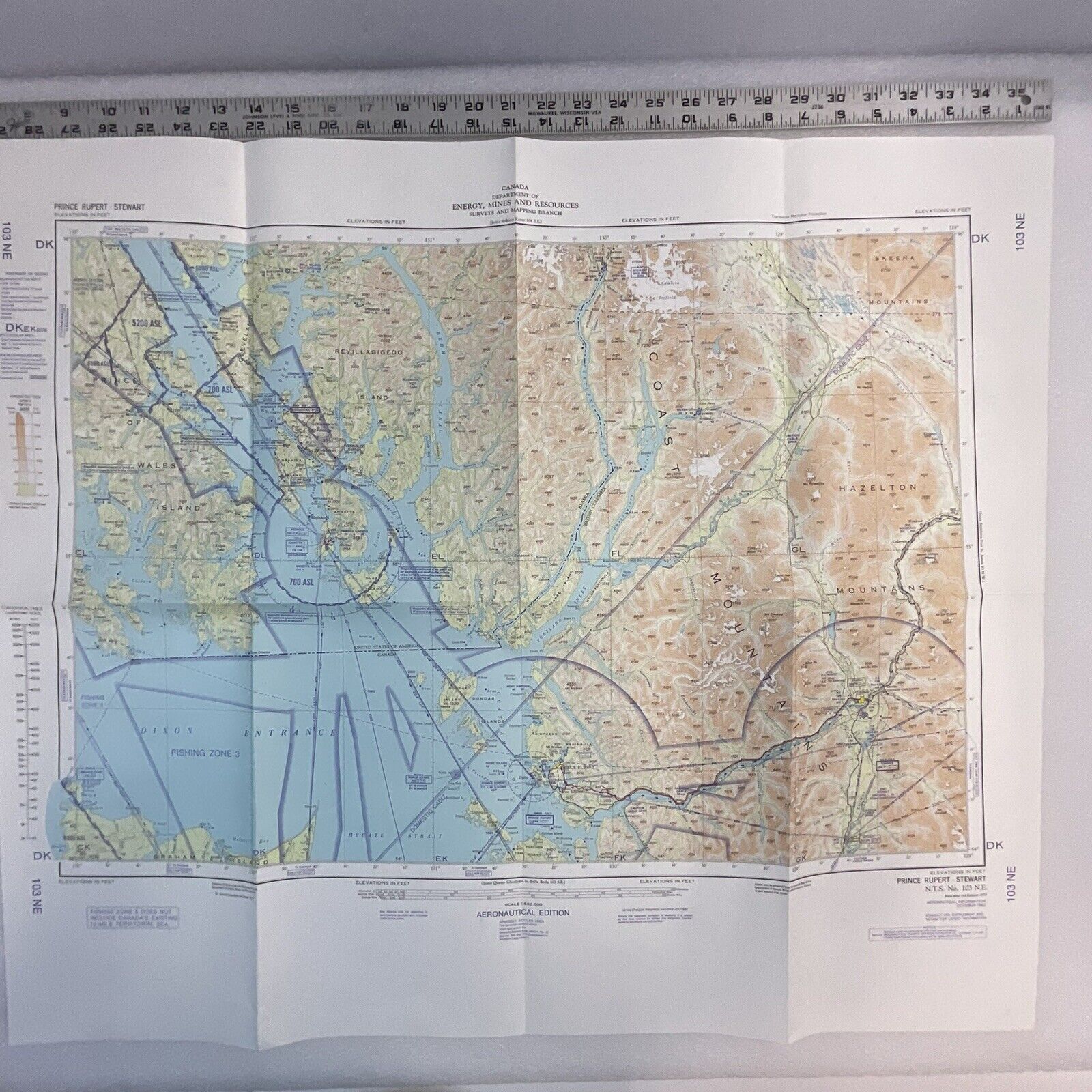 Prince Rupert Stewart Canada 1983 Aeronautical Topographical Map OldPaperMaps