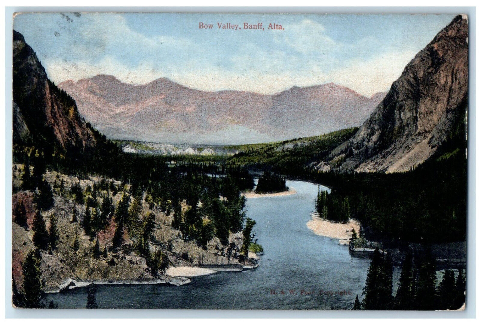 1911 View of Bow Valley Banff Alberta Canada Antique Posted Postcard