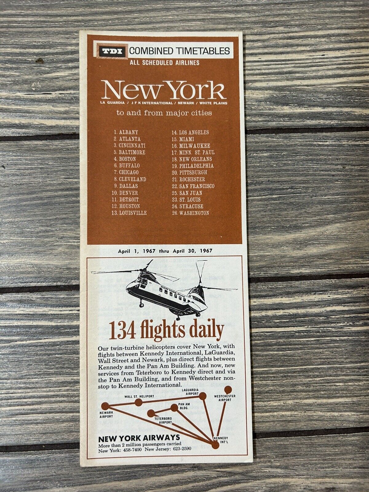 VTG April 1 1967 thru April 30  New York Combined Timetables All Scheduled 