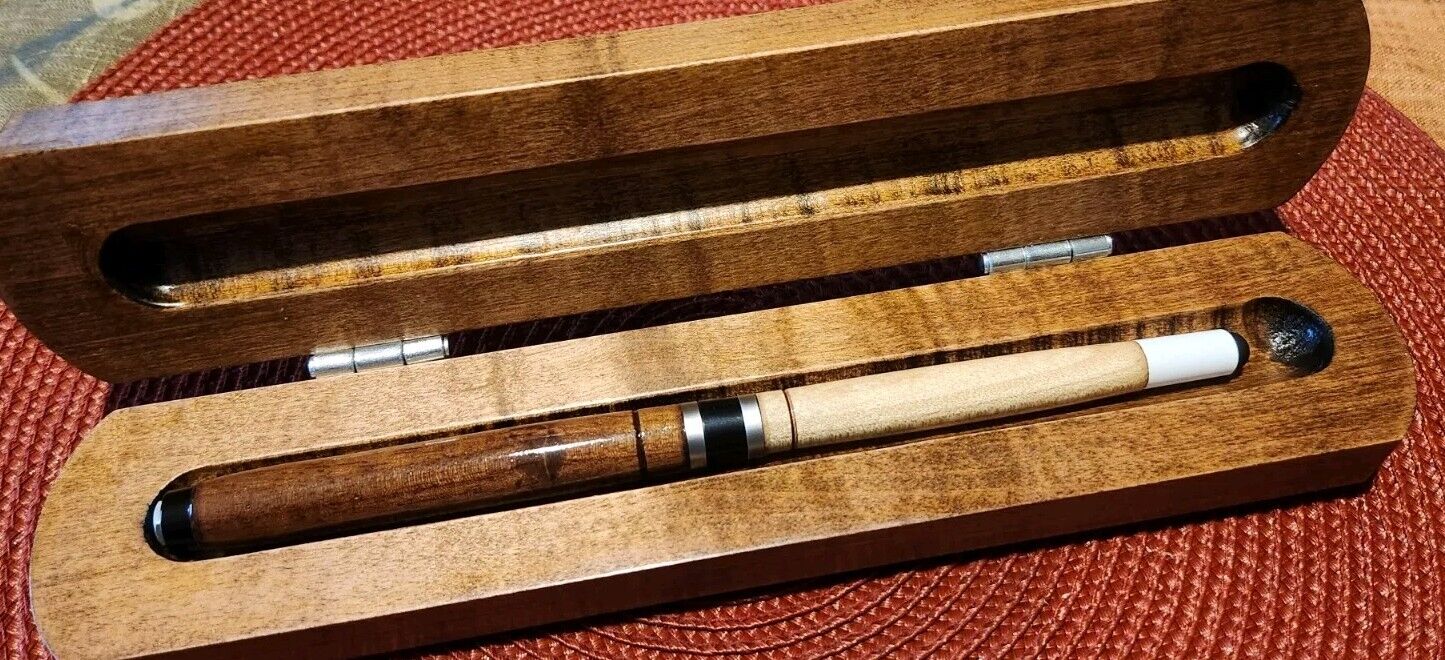 Handmade Pool Cue Pen and Stylus w/ Wooden Case