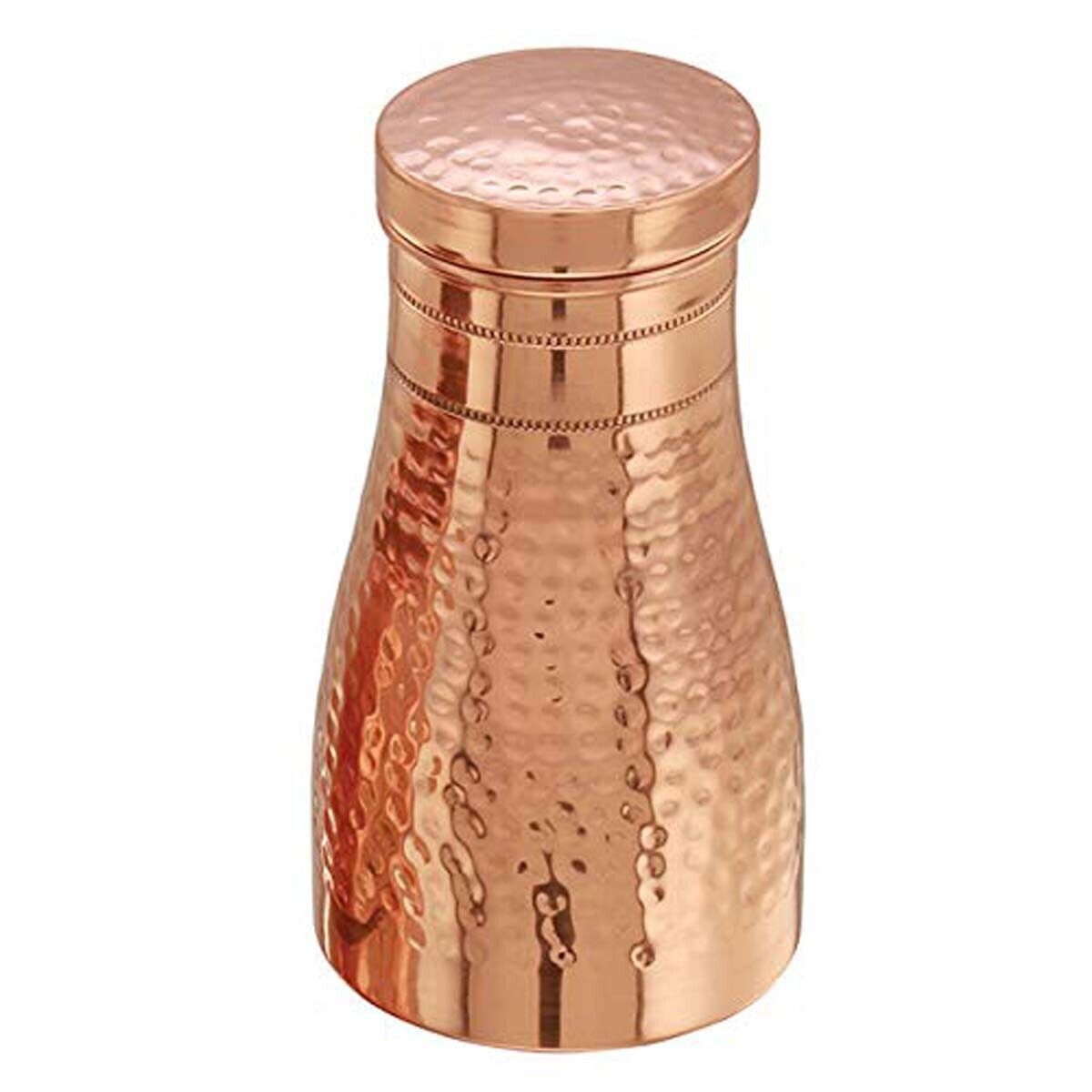 Pure Copper Hammered Water Bottle Jar Tumbler Ayurveda Health Benefits 1000 ML