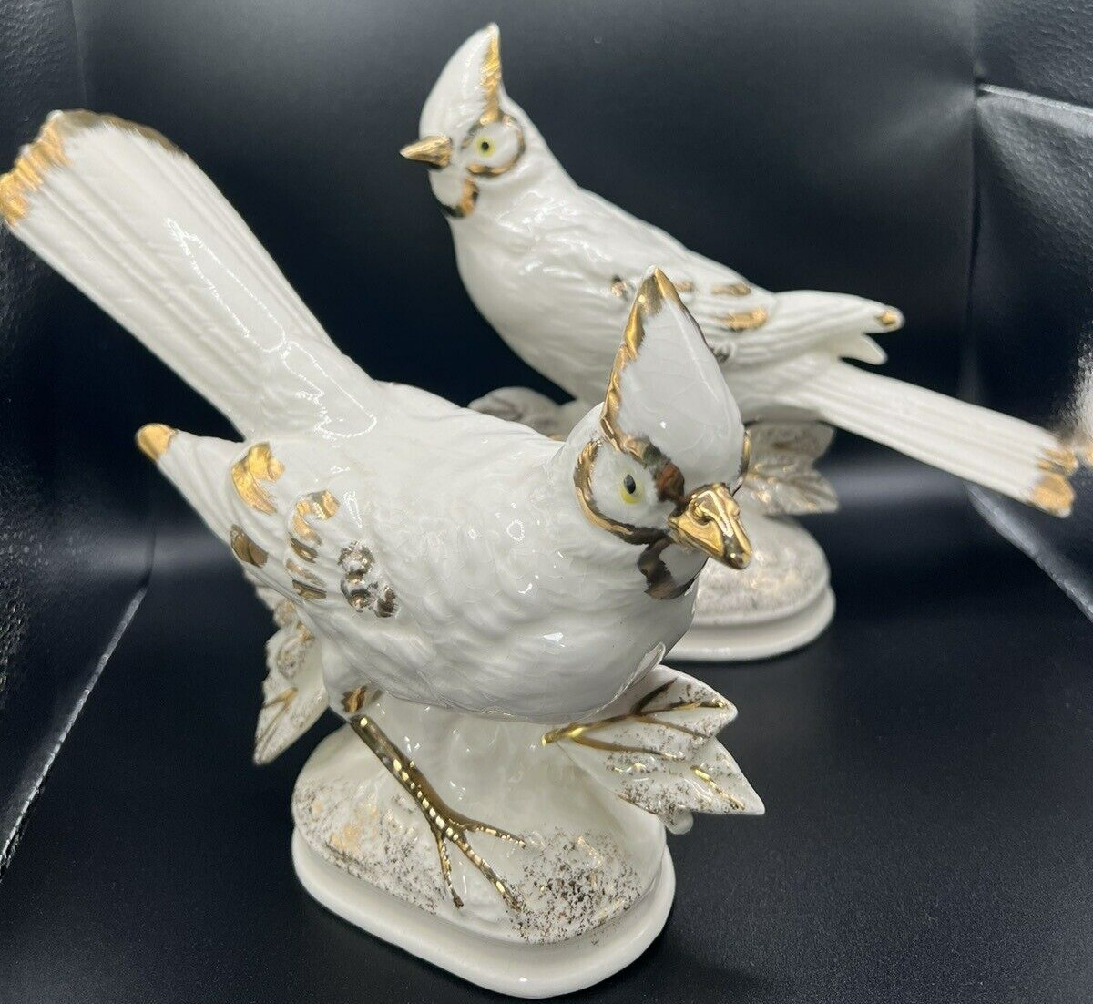 VTG Porcelain Blue Jay Birds trim in Gold Japan  Refer to pics and description