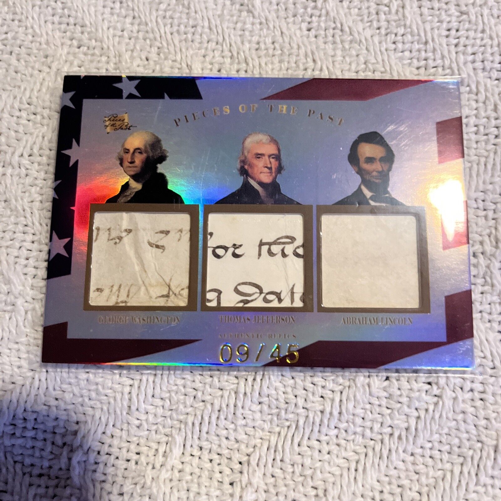 2023 PIECES OF THE PAST RELIC WASHINGTON JEFFERSON LINCOLN #222 /45