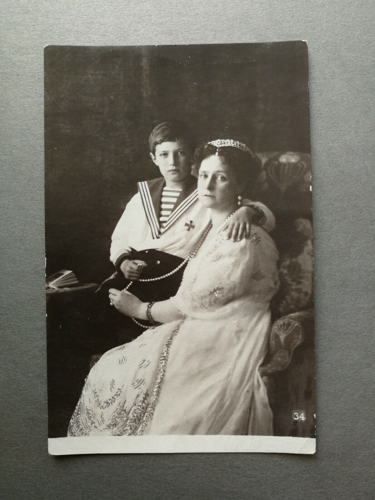 Alexei Nikolaevich,Tsarevich of Russia with mother,old photo PC