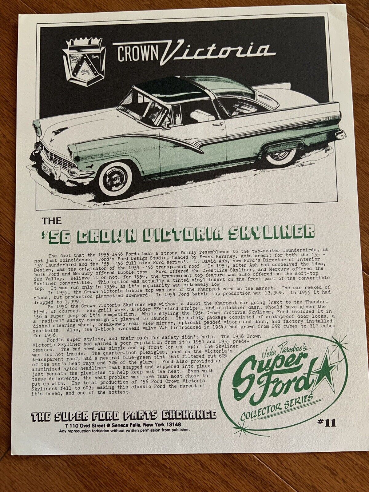 JOHN PARADISE\'S SUPER FORD COLLECTOR SERIES 56 CROWN VICTORIA #11PRINT AD