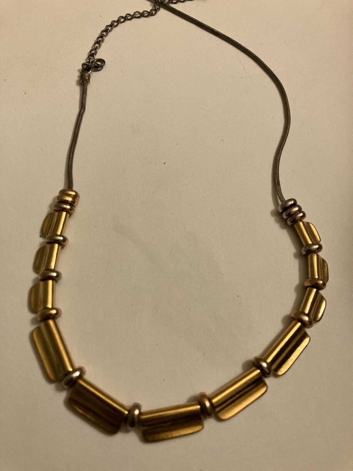 vintage  estate gold tone slider bead choker necklace