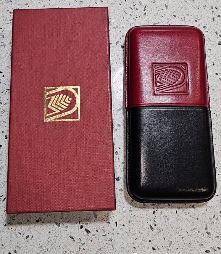La Casa Del Habano Cigar Case  Burgundy/Black 3 cigar Leather