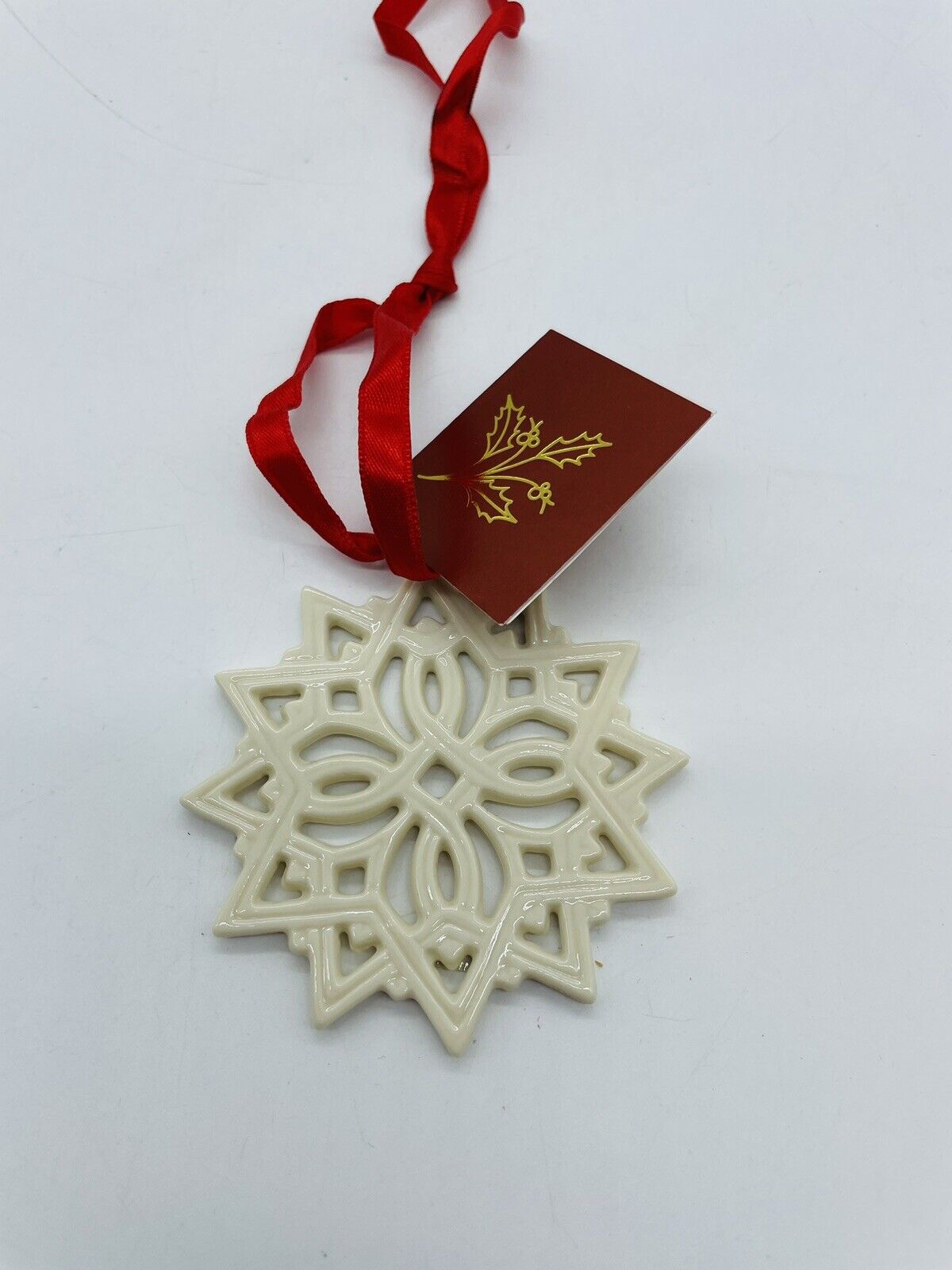 Lenox Charms Snowflake Porcelain Ornament Gift Tag Ivory