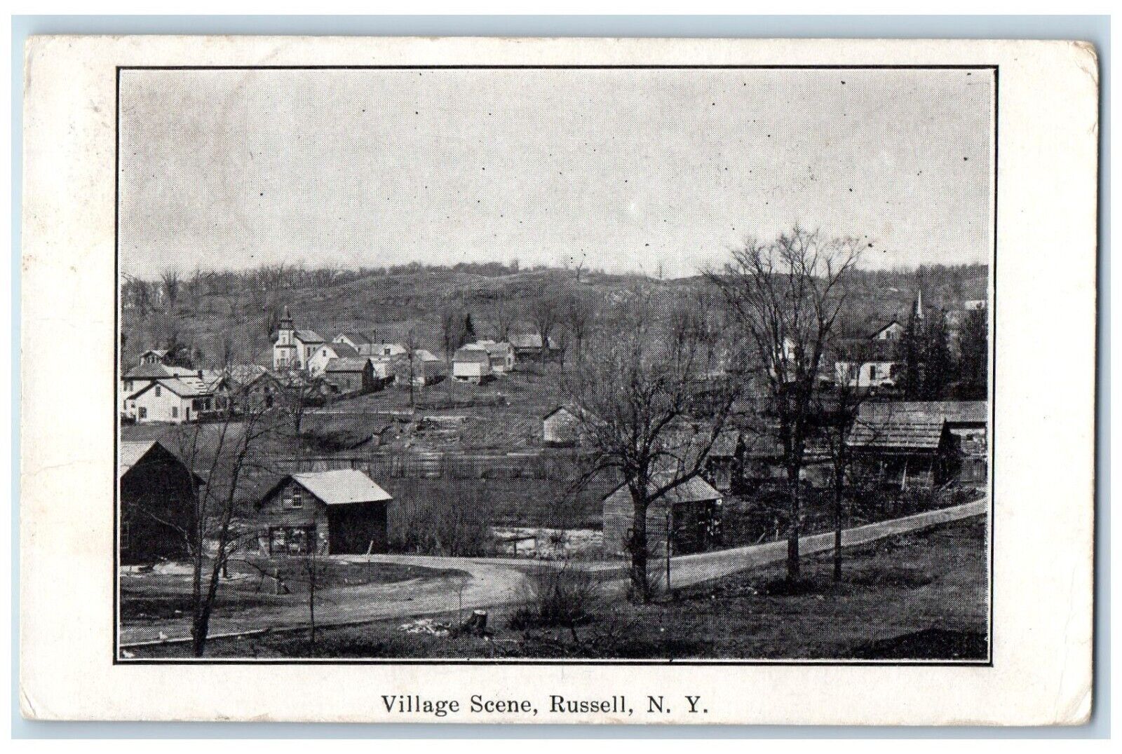 c1910\'s Village Scene Houses And Trees Russell New York NY Antique Postcard