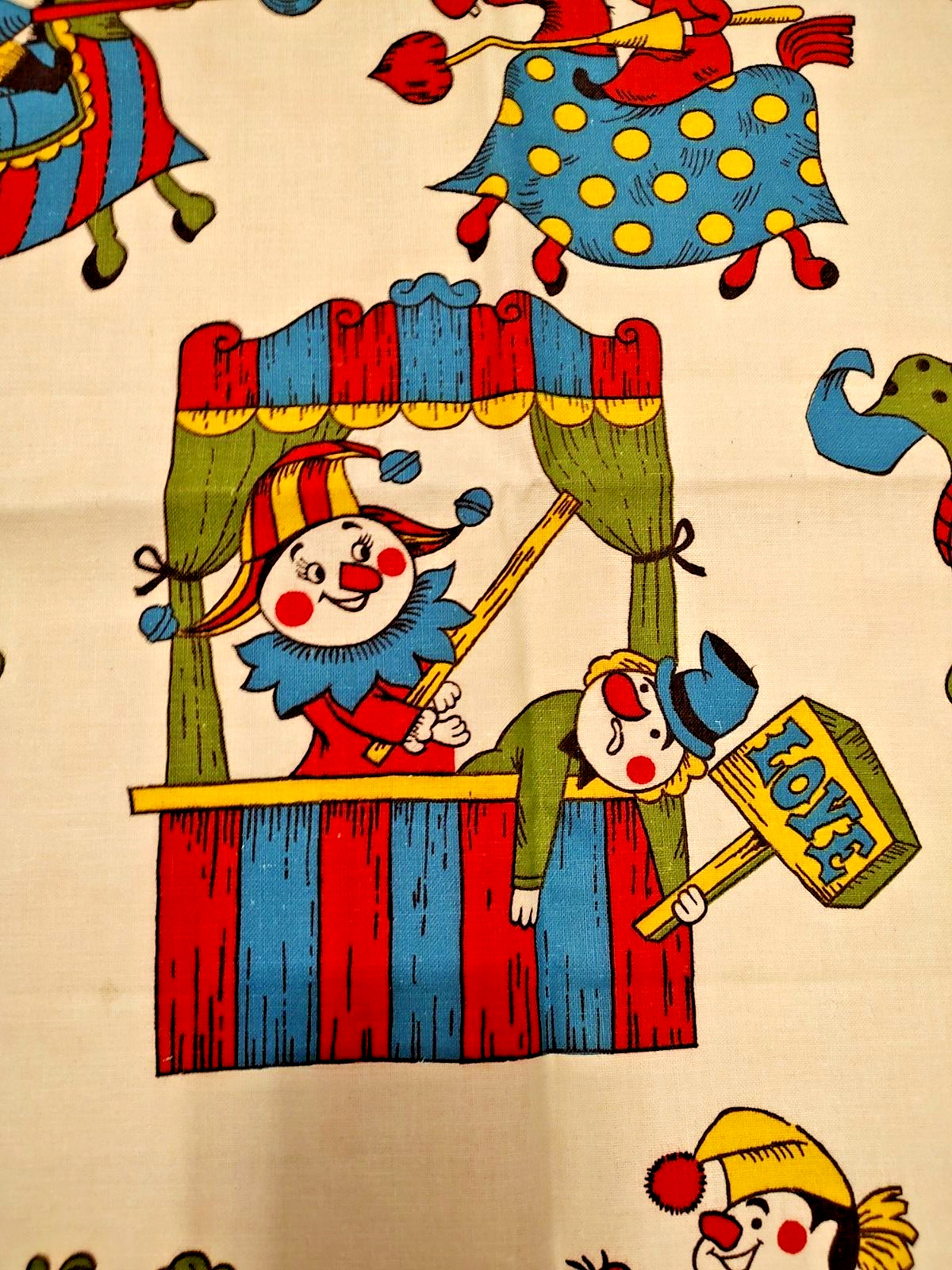 Vintage Fabric Children Renaissance Print Mid Century 40