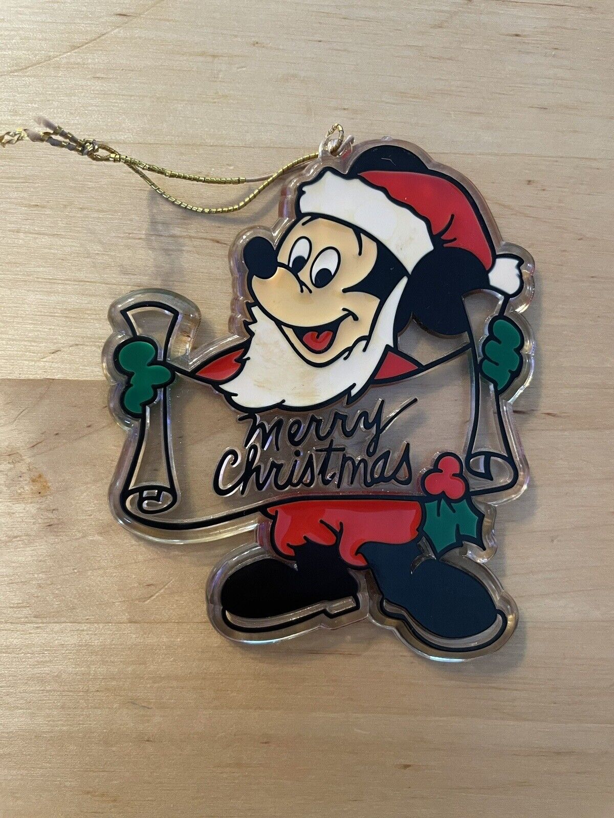 Vintage Rare Walt Disney Company Mickey Mouse Plastic Christmas Ornament
