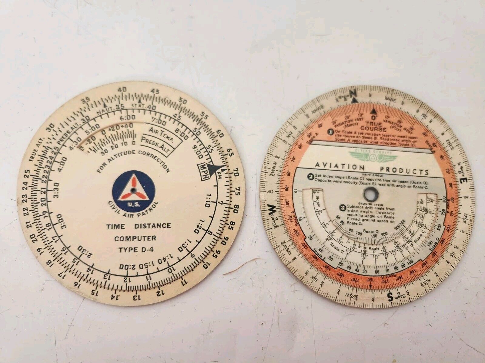 Vintage Esso Aviation Products TIME Distance Compuer Type D 4 & Perry Graf 1943
