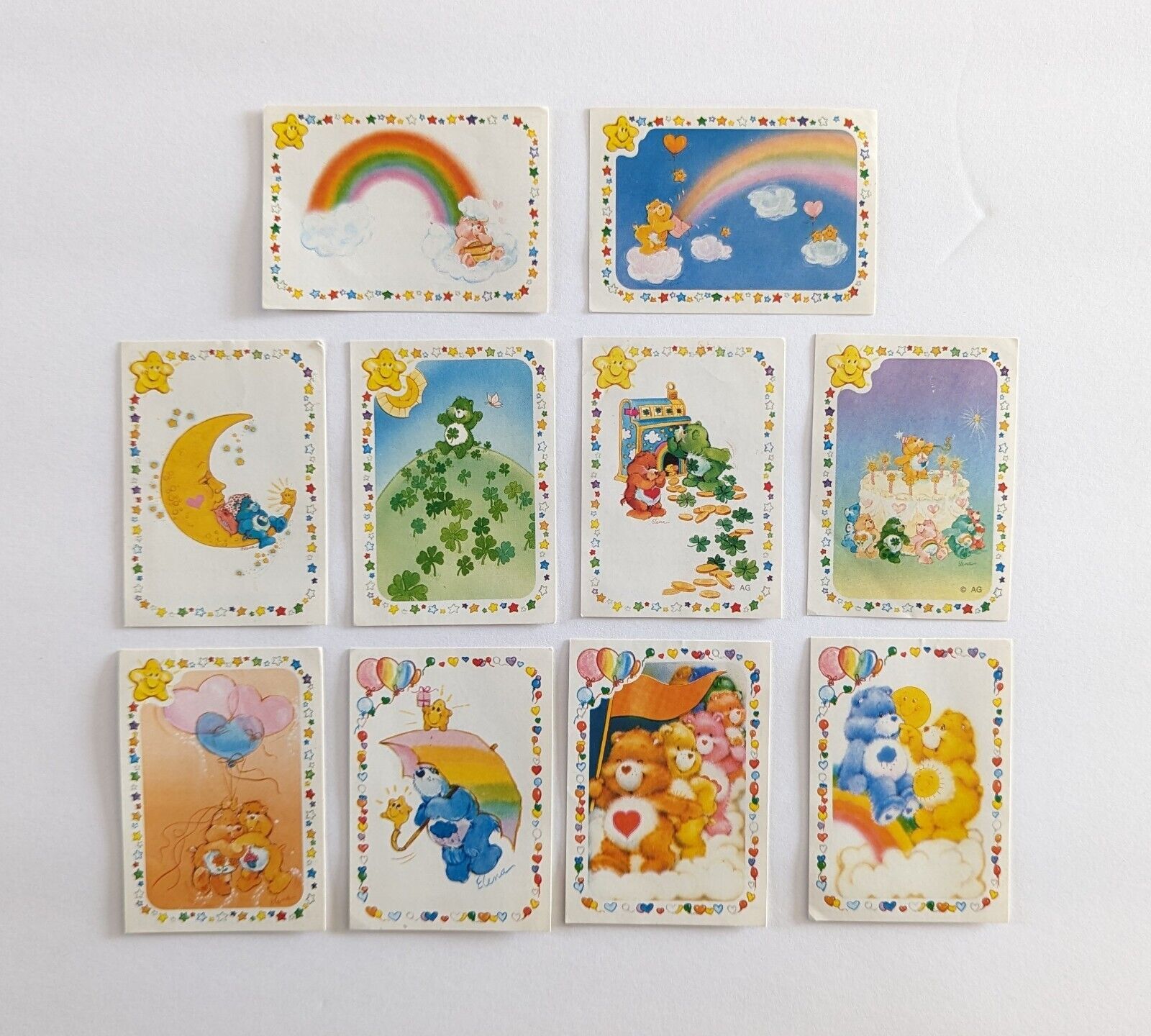Care Bears Vintage 1985 Panini Sticker Lot of 10 Stickers