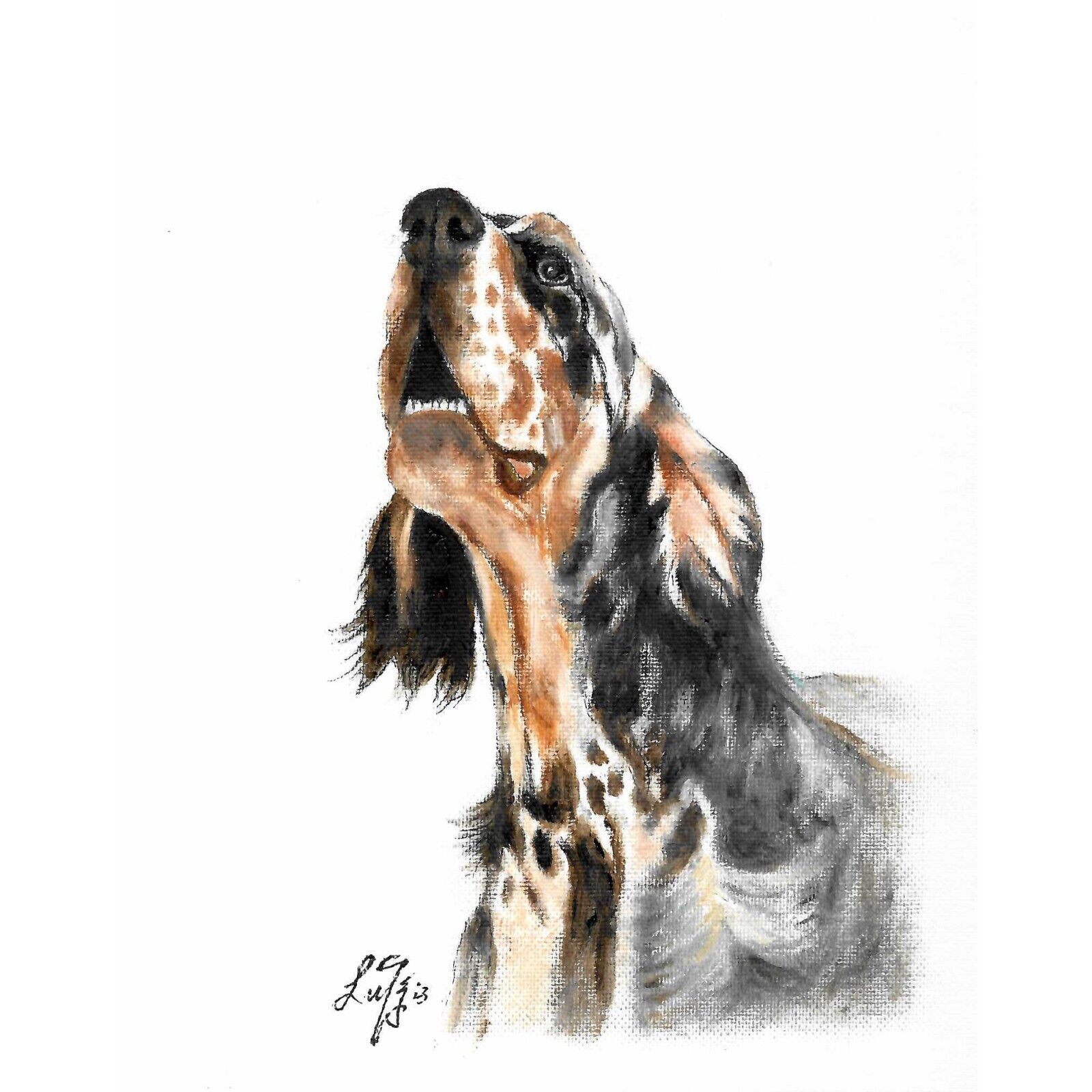 ✿ Original Oil Dog Portrait Painting ENGLISH SETTER Artist Signed Artwork Art
