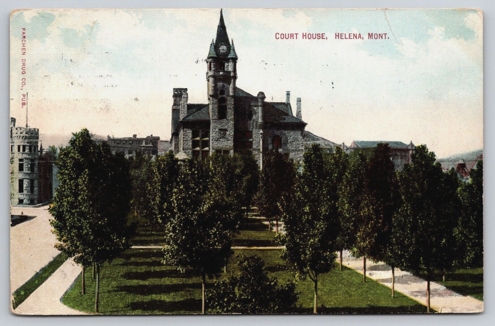 Original Old Vintage Antique Postcard Court House Building Helena Montana 1910