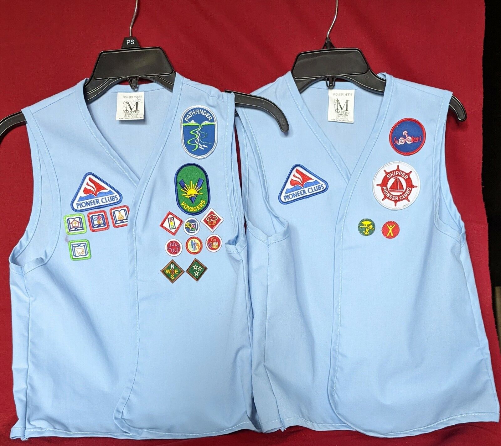Vintage Lot of 2 Pioneer Clubs Vests sz Medium w/Patches from a SC Troop?