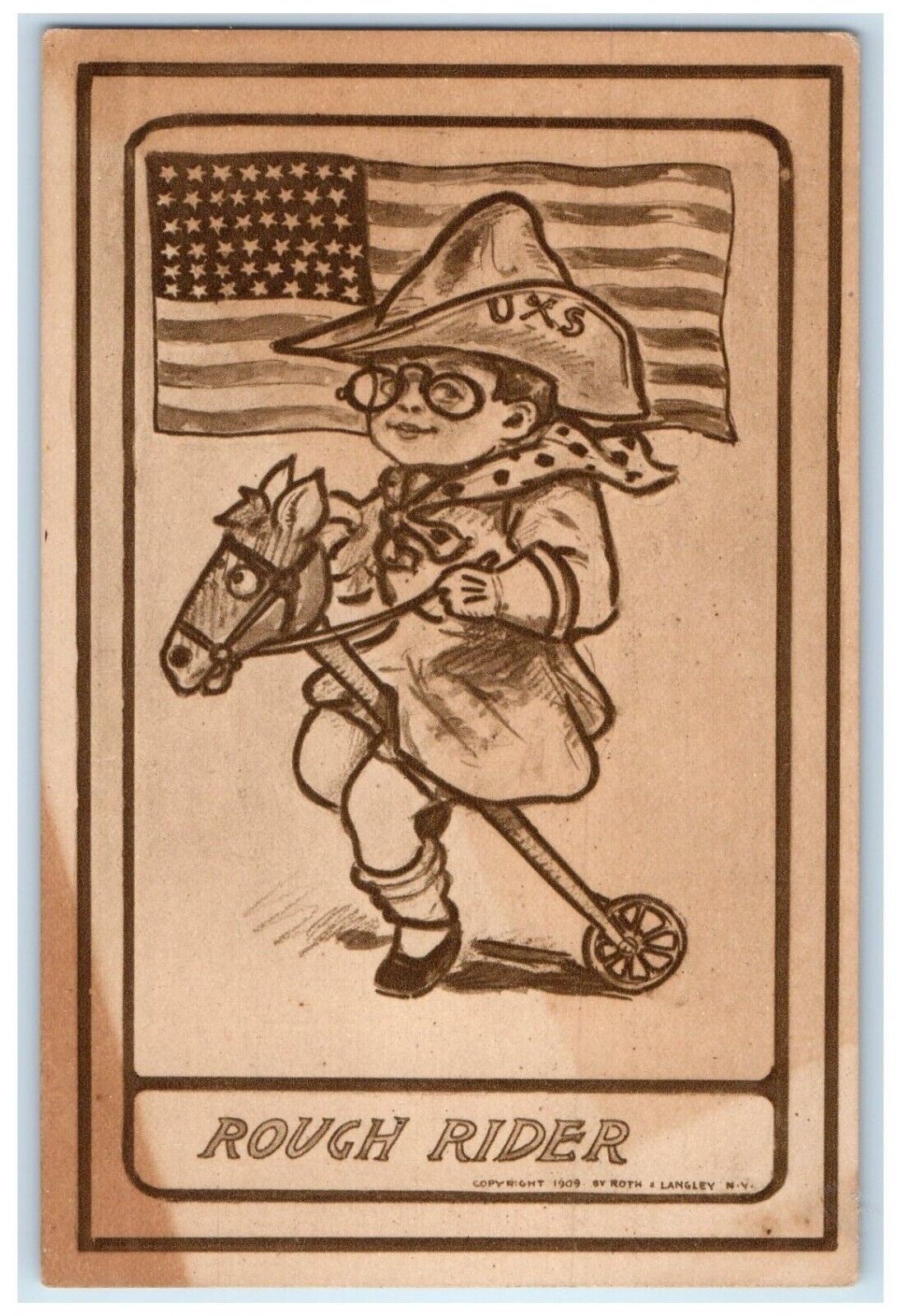 c1910\'s Rough Rider Roosevelt Political Flag Patriotic Unposted Antique Postcard