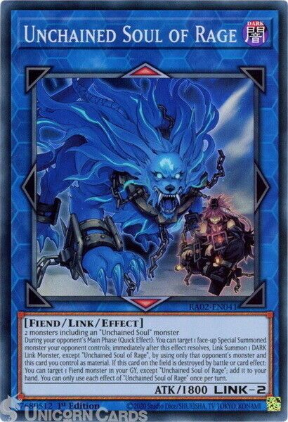 RA02-EN041 Unchained Soul of Rage : Super Rare 1st Edition YuGiOh Card