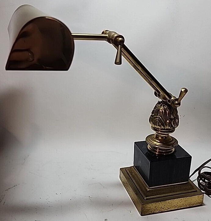House of Troy 19th Century Marble and Brass Adjustable Height Desk Lamp
