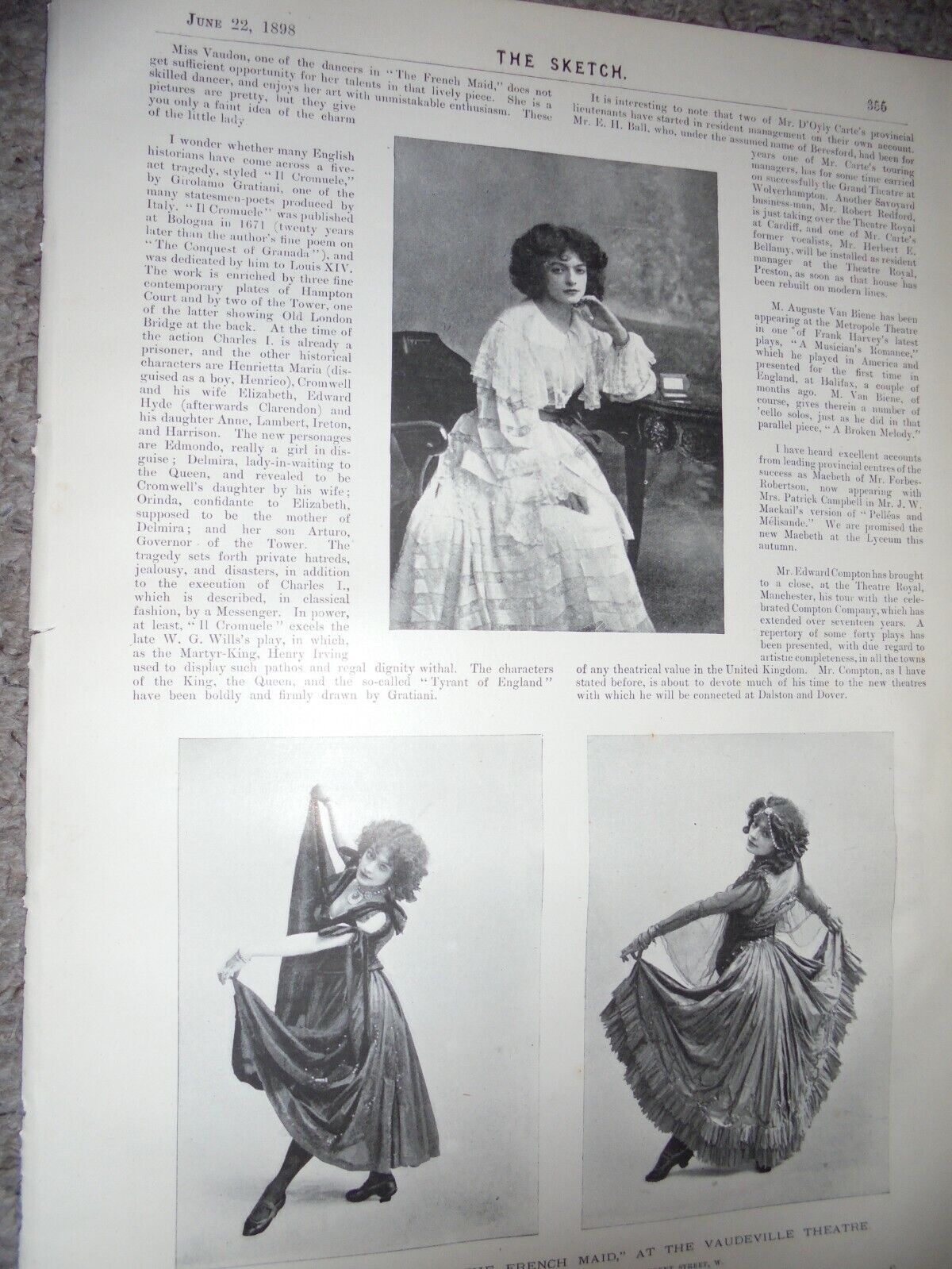 Photo article Blanche Vaudon in The French Maid Vaudeville Theatre 1898