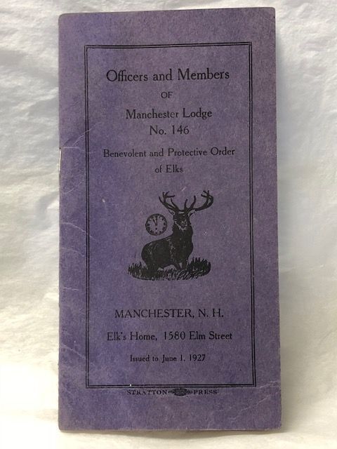 1932-33 Elk\'s Lodge 146 Manchester Regular Meetings Publications Organizations 