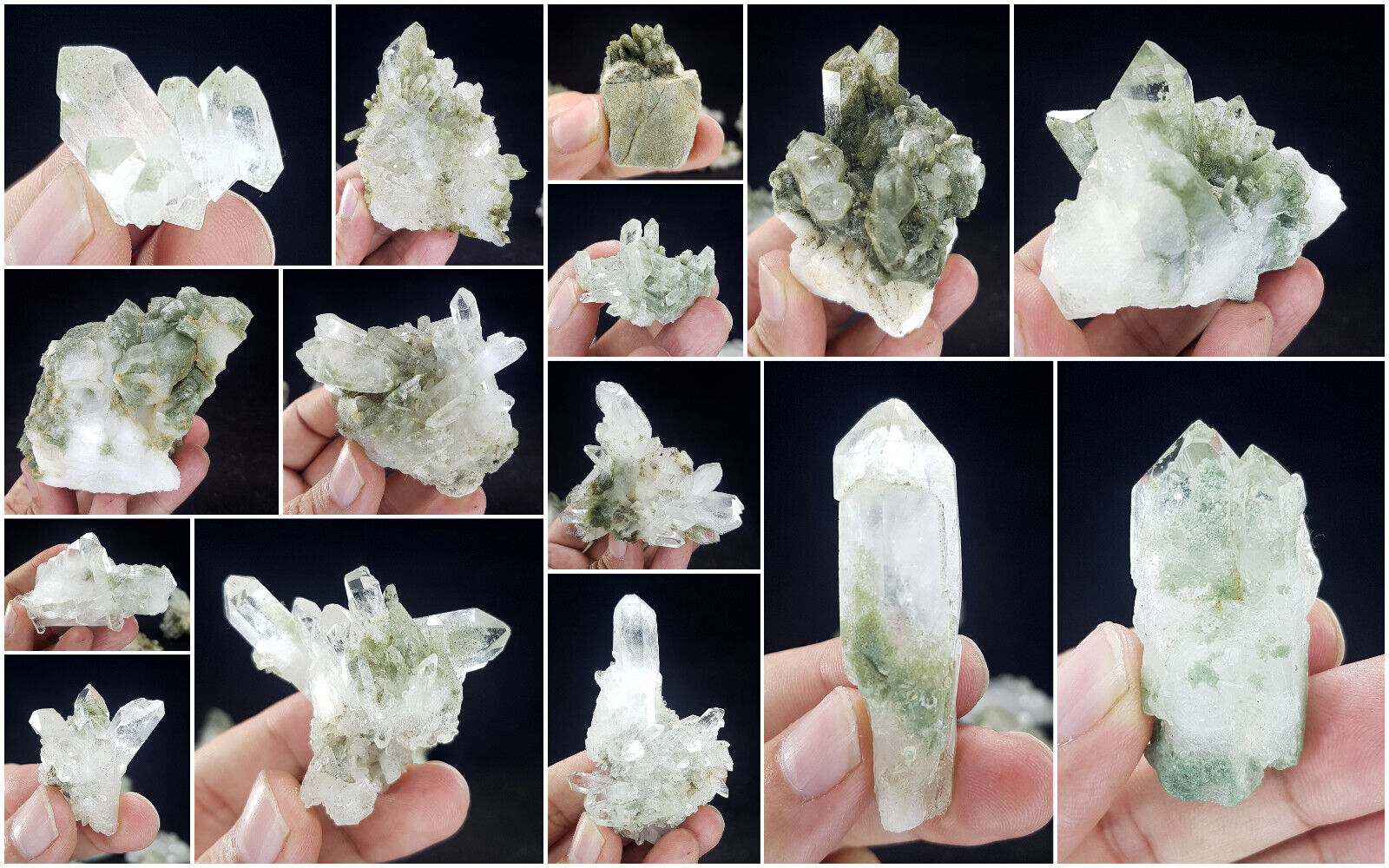 Quartz Natural Stunning Lot of Chlorite Quartz Crystals Specimens 15Pcs 1.2kg