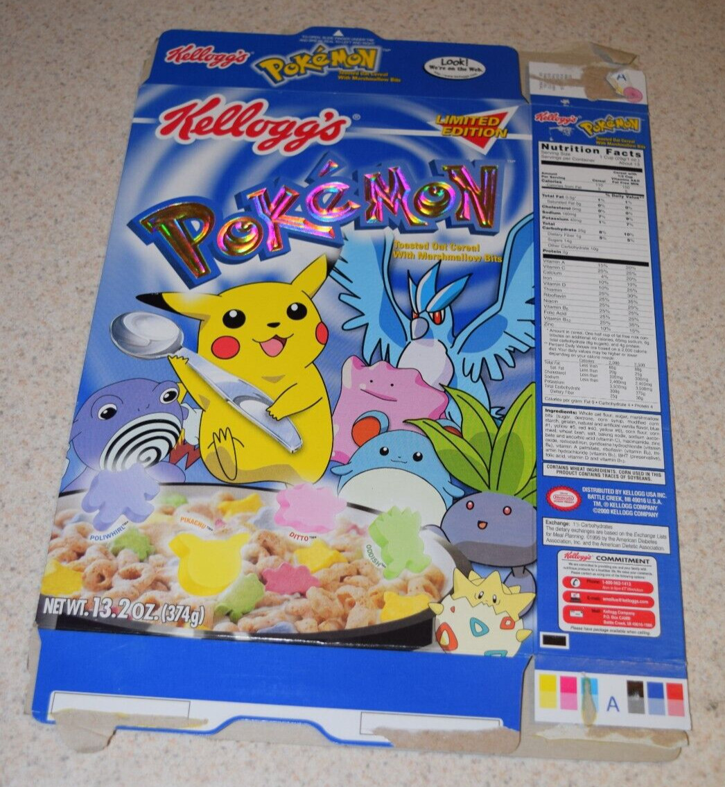 Vintage Kelloggs 2001 Pokémon Limited Edition Foil Empty Cereal Box