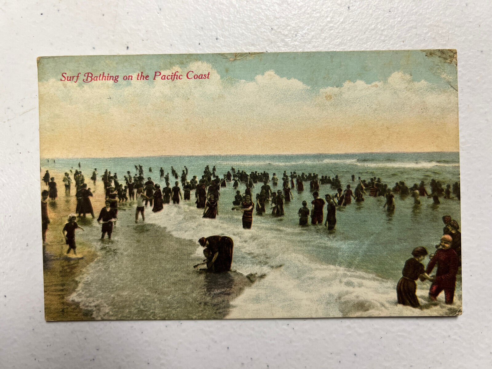 Vintage Postcard, Surf Bathing on the Pacific Coast, Posted 1912 to Plainwell MI