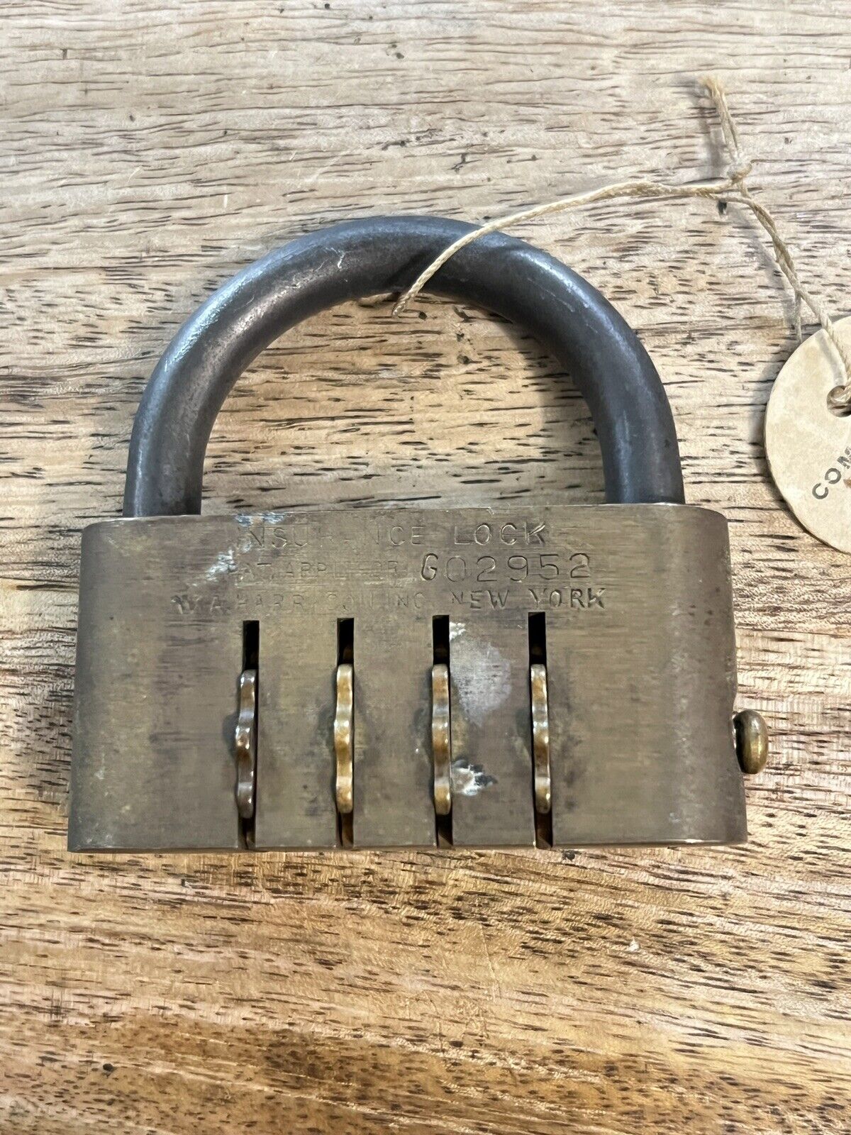 Antique Old W.A. Harrison Insurance Combination Lock Padlock