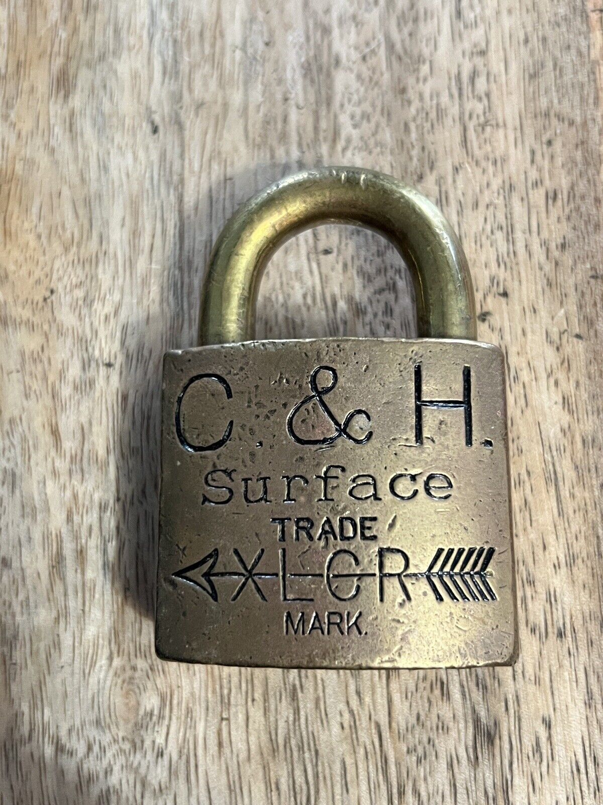 Vintage Antique Old C. & H. Surface Trade Corbin Padlock No Key
