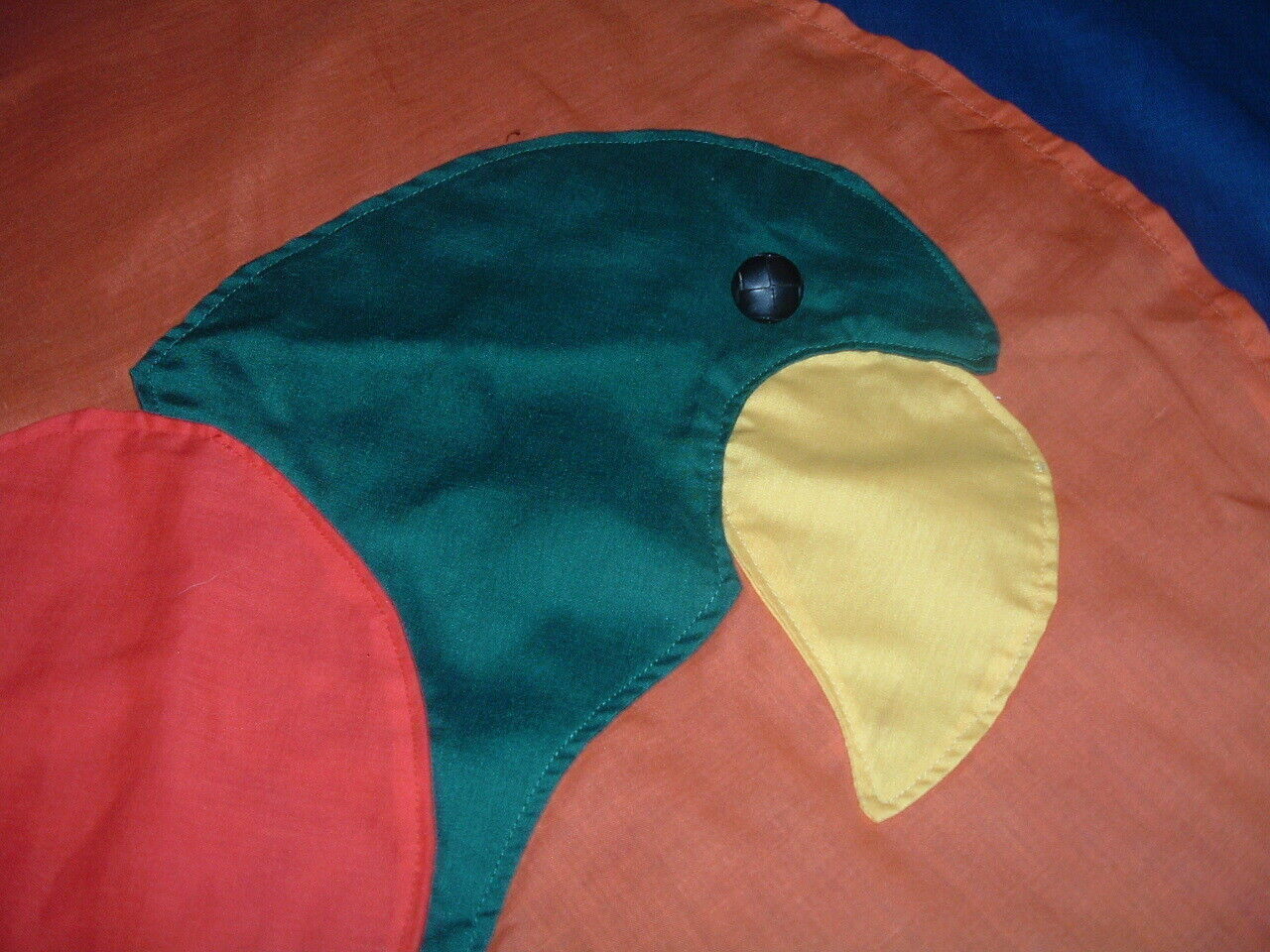 Vtg 80s Parrot Handmade Wall Hanging or Door Banner Flag Decor 40x54 #PB6