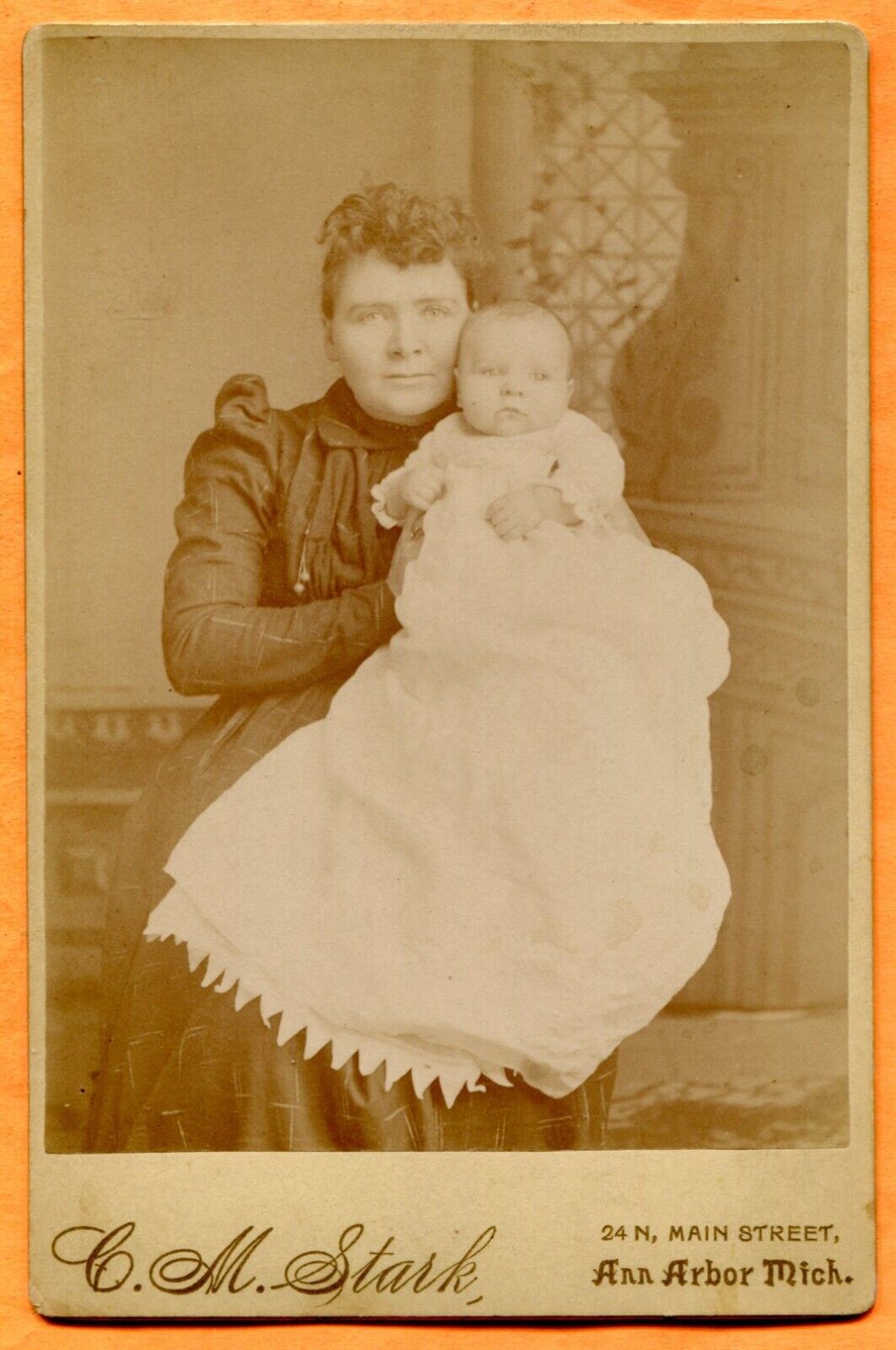 Ann Arbor MI Portrait of Mother & Baby ID\'d by Stark, circa 1890s