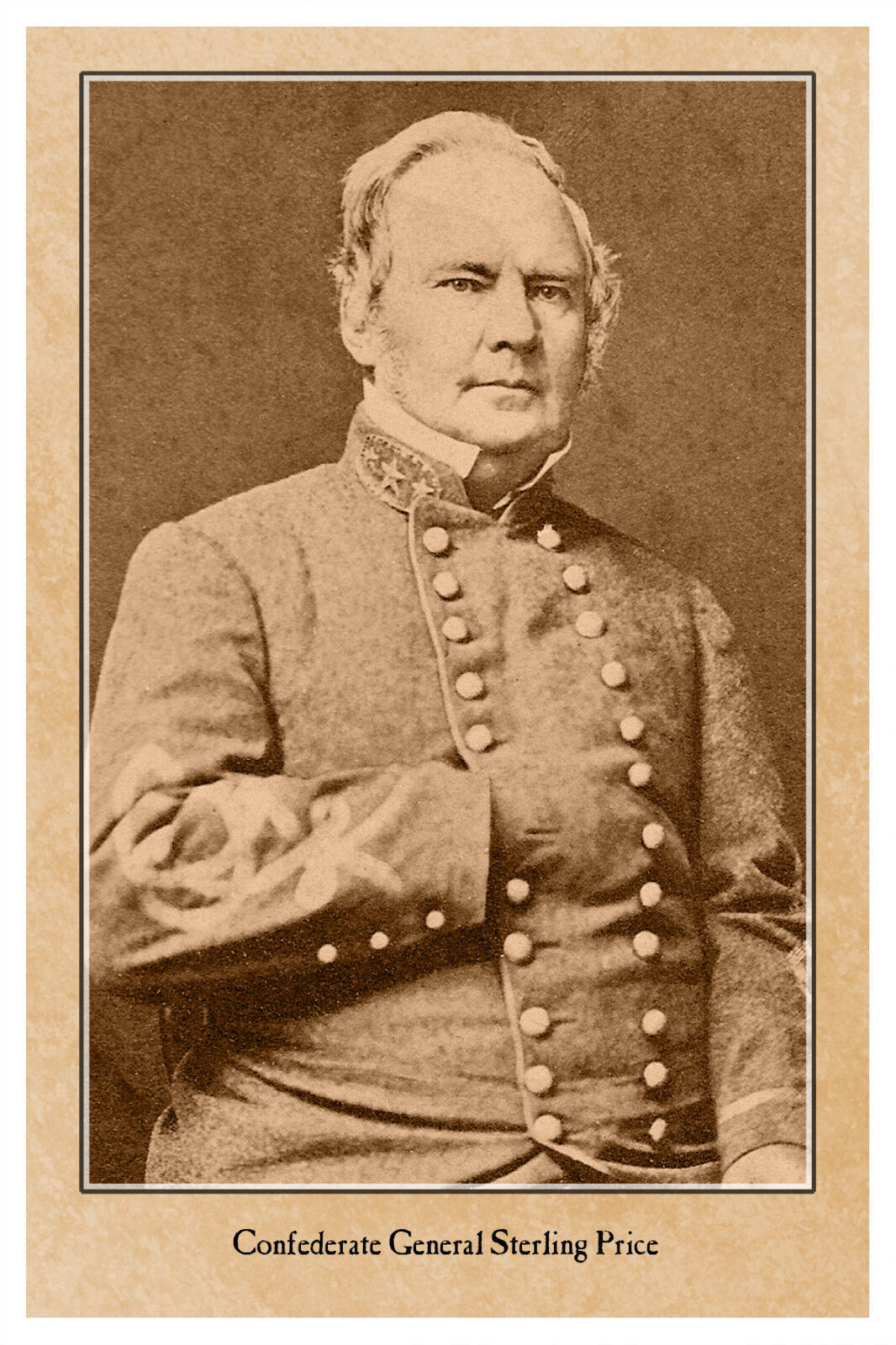 CIVIL WAR VINTAGE PHOTO RP Confederate General Sterling Price CARD CDV