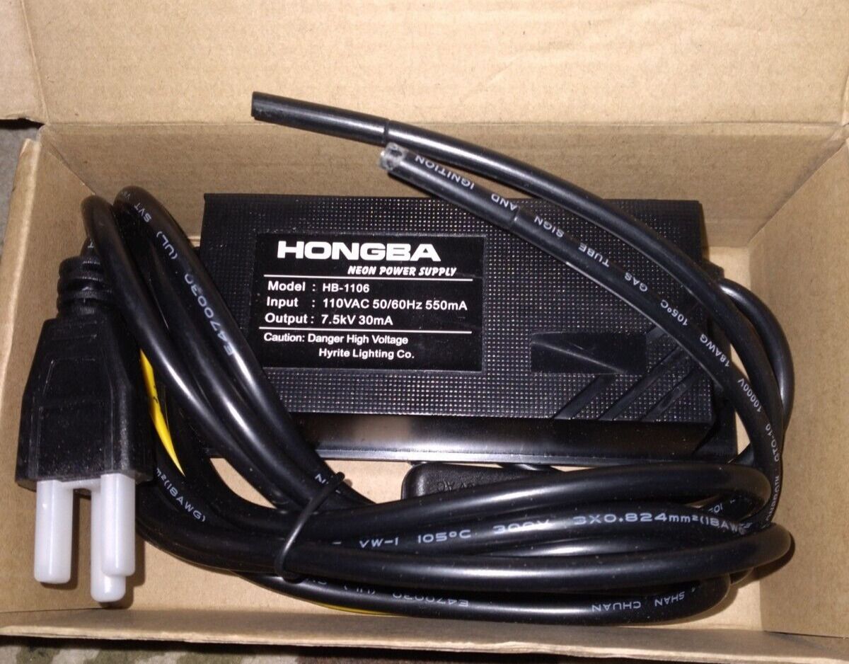 HONGBA 7.5kV 30mA-110VAC 50/60HZ 550mA Neon Sign Transformer Power Supply