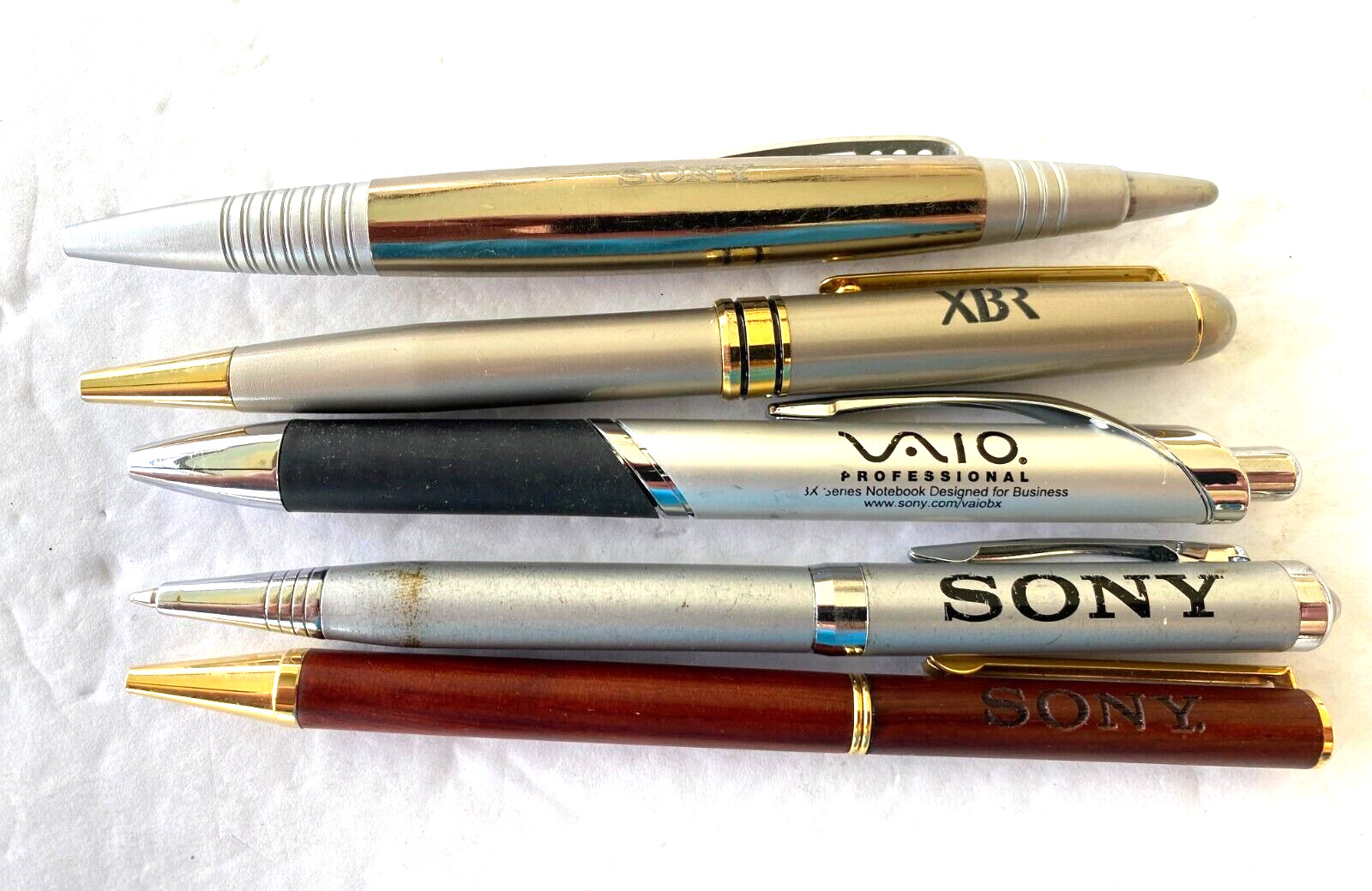 Lot Of 5 Differen Vintage PROMO Sony Electronics Metal Ballpoint Ink Pen DRY INK