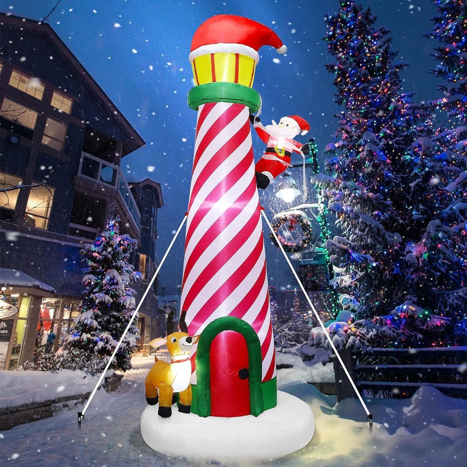 Christmas Santa Lighthouse Airblown Inflatable Decor LED BlowUp Display Lawn NEW