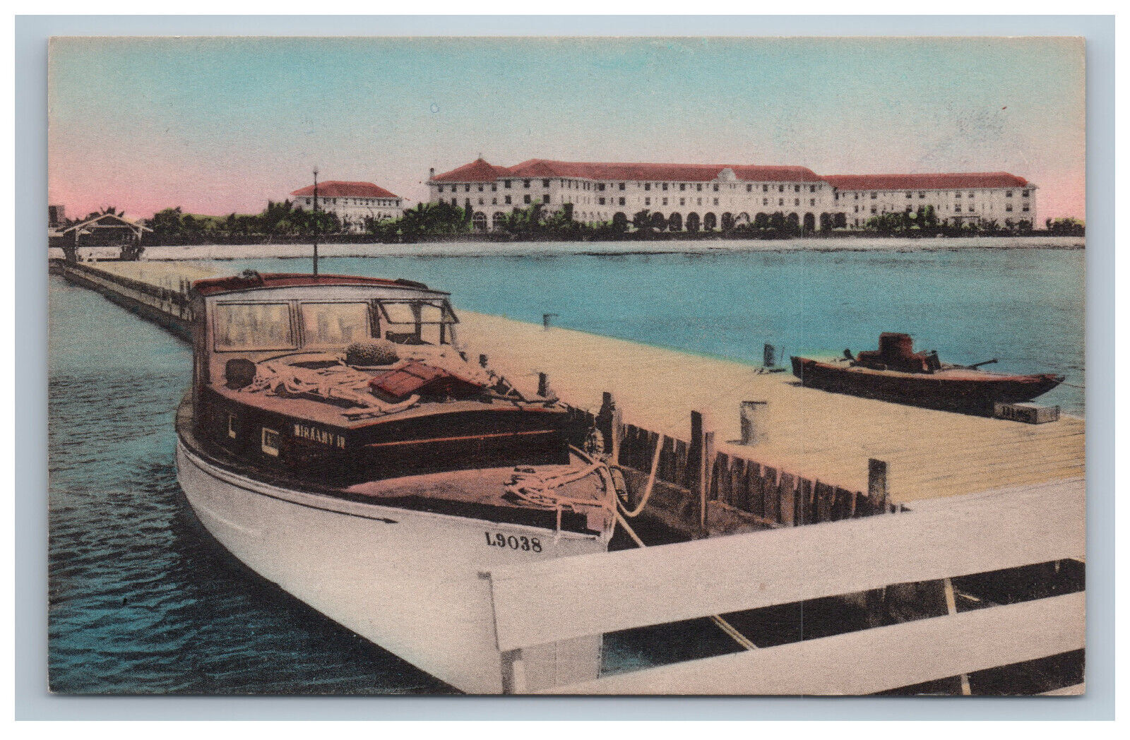 Key West FL Casa Marina & Private Deck Handcolored Postcard Leonard Hicks Manage