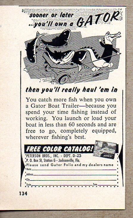 1958 Print Ad Gator Boat Trailers Peterson Bros Jacksonville,FL