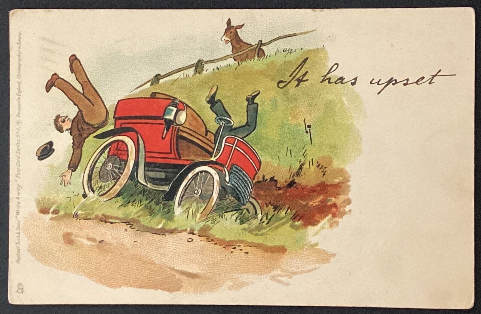 Horse Crash It Has Upset Vintage UDB Postcard Posted 1905