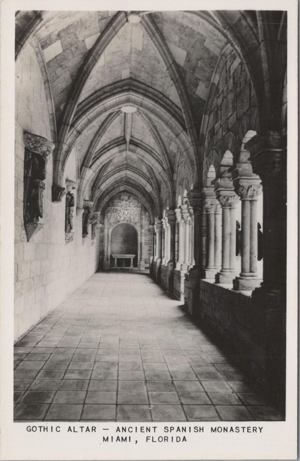 RPPC Postcard Gothic Altar Ancient Spanish Monastery Miami Florida FL 