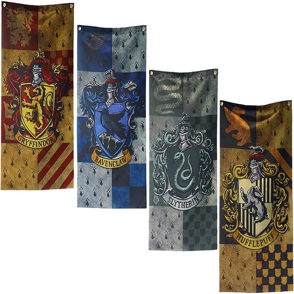 4pcs Banners Garden Outdoor Flags Indoor Wall Hanging For Harry Potter Decor