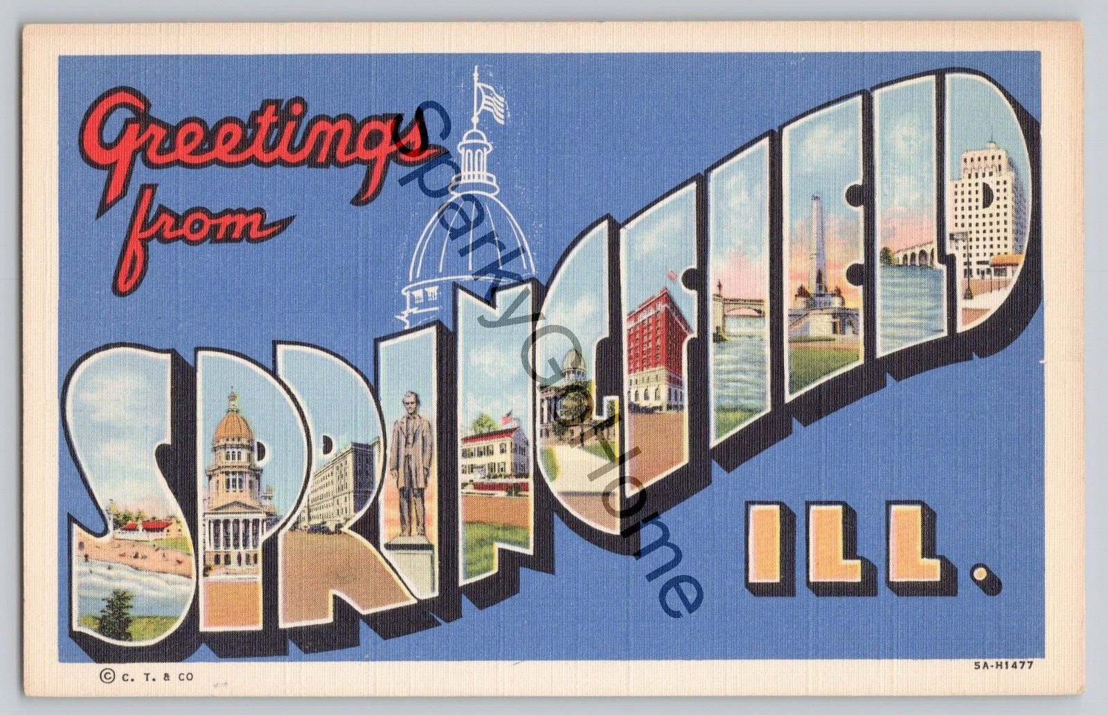 GREETINGS FROM POSTCARD - Springfield Illinois