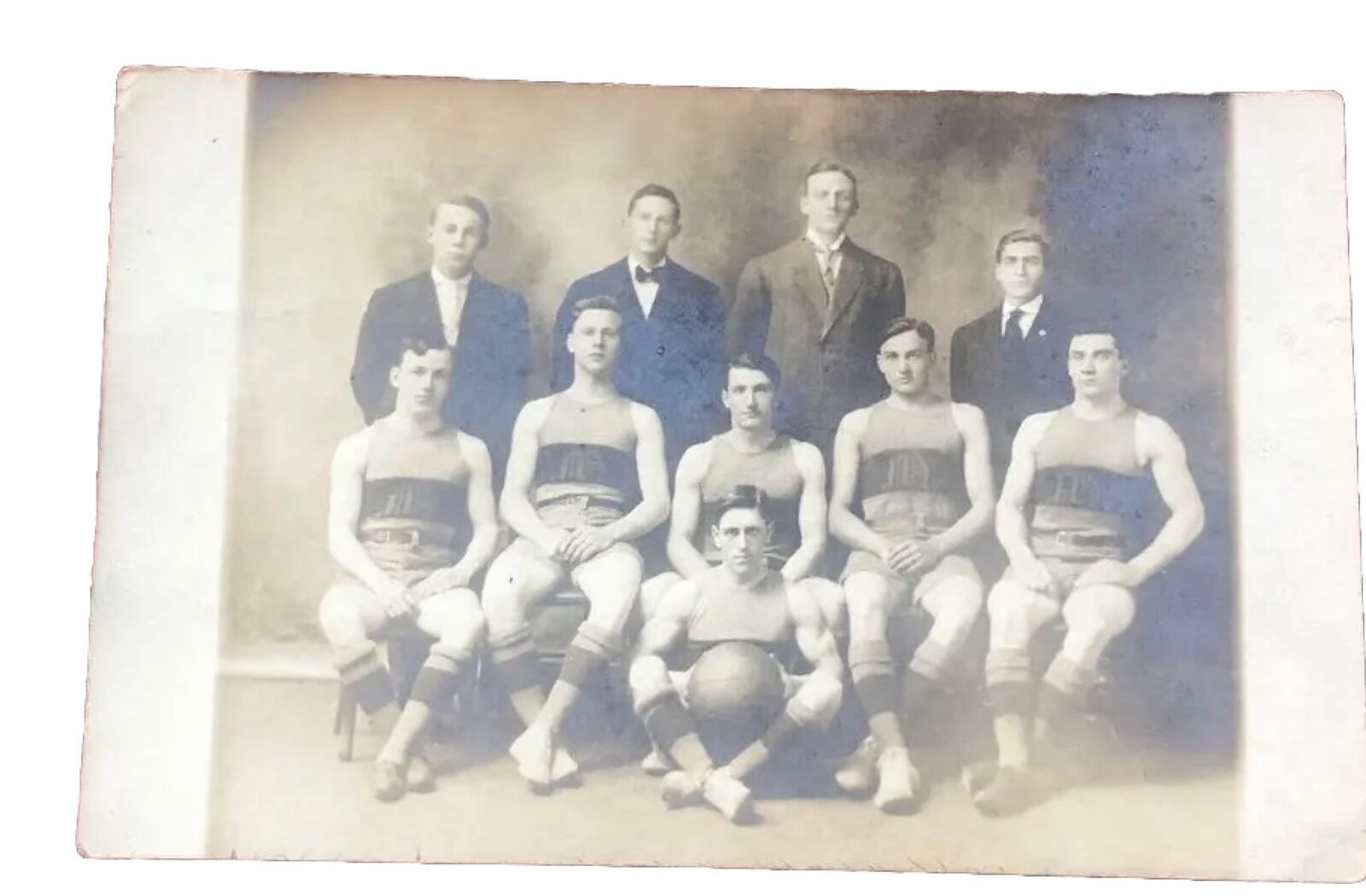 RPPC High School Basketball Team Boys c. 1900s Coaches Real Photo