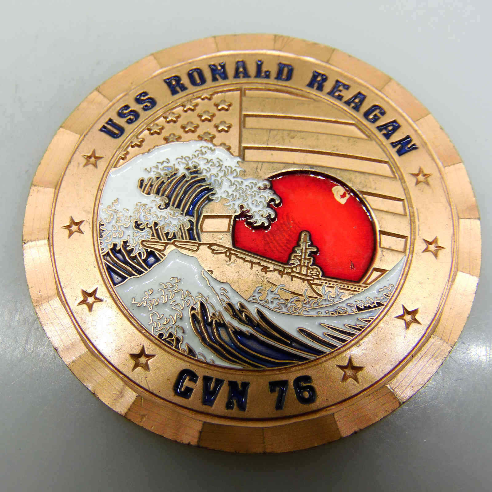 USS RONALD REAGAN CVN 76 FORWARD DEPLOYED NAVAL FORCES CHALLENGE COIN