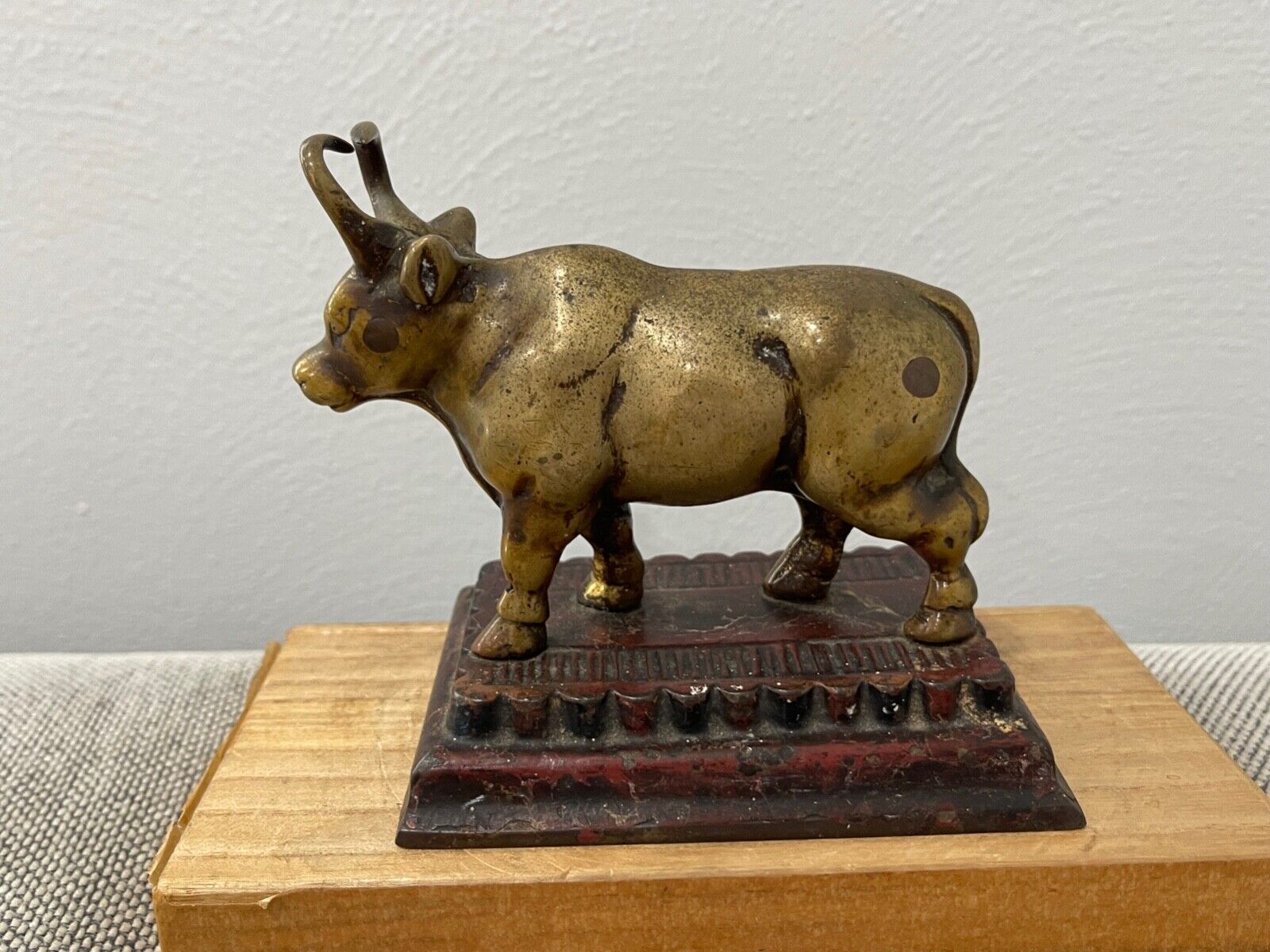 Vintage Possibly Antique Asian Metal Bull Statue / Figurine