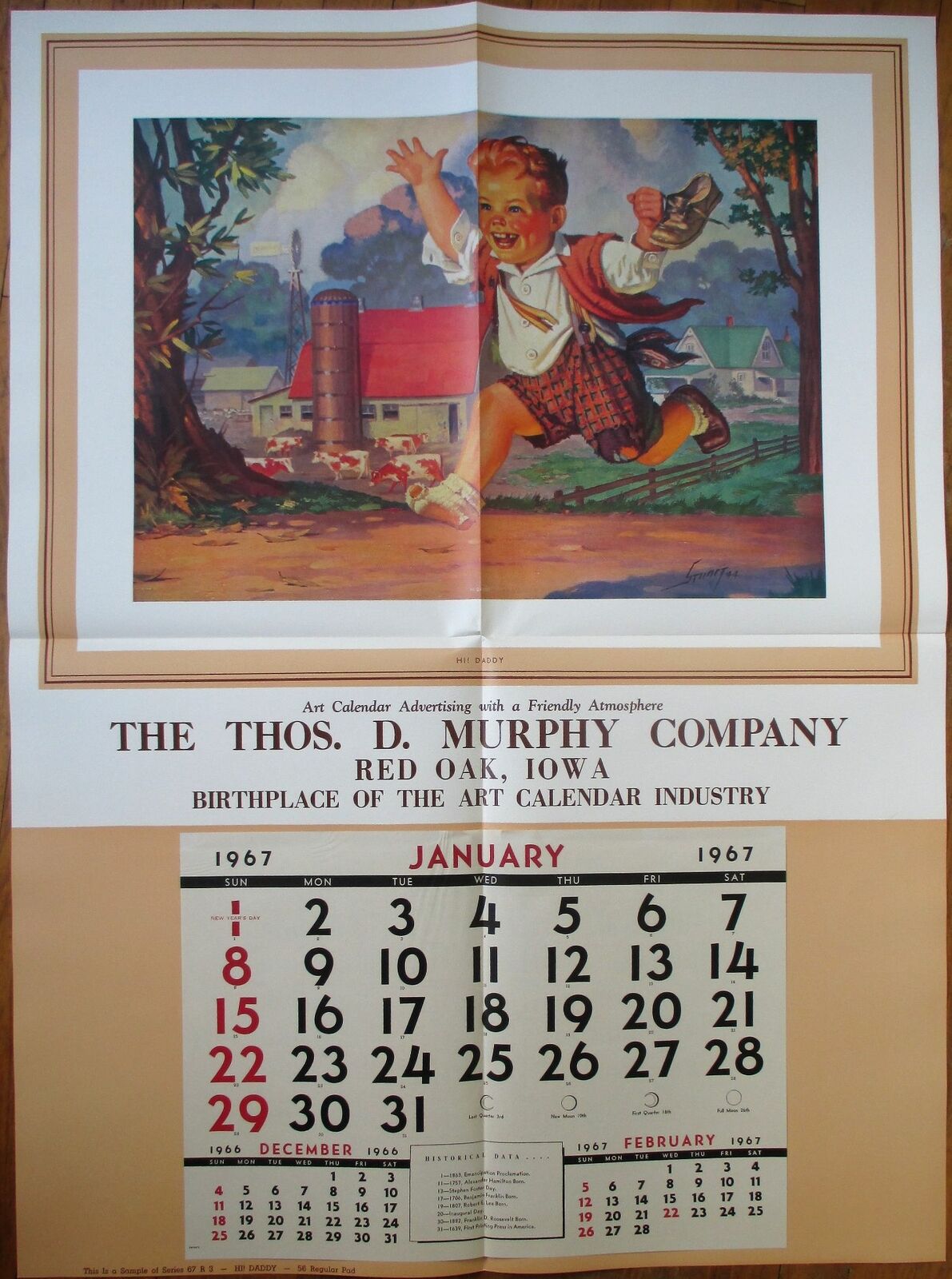 Children/Boy Running 1967 Advertising Calendar / 31\
