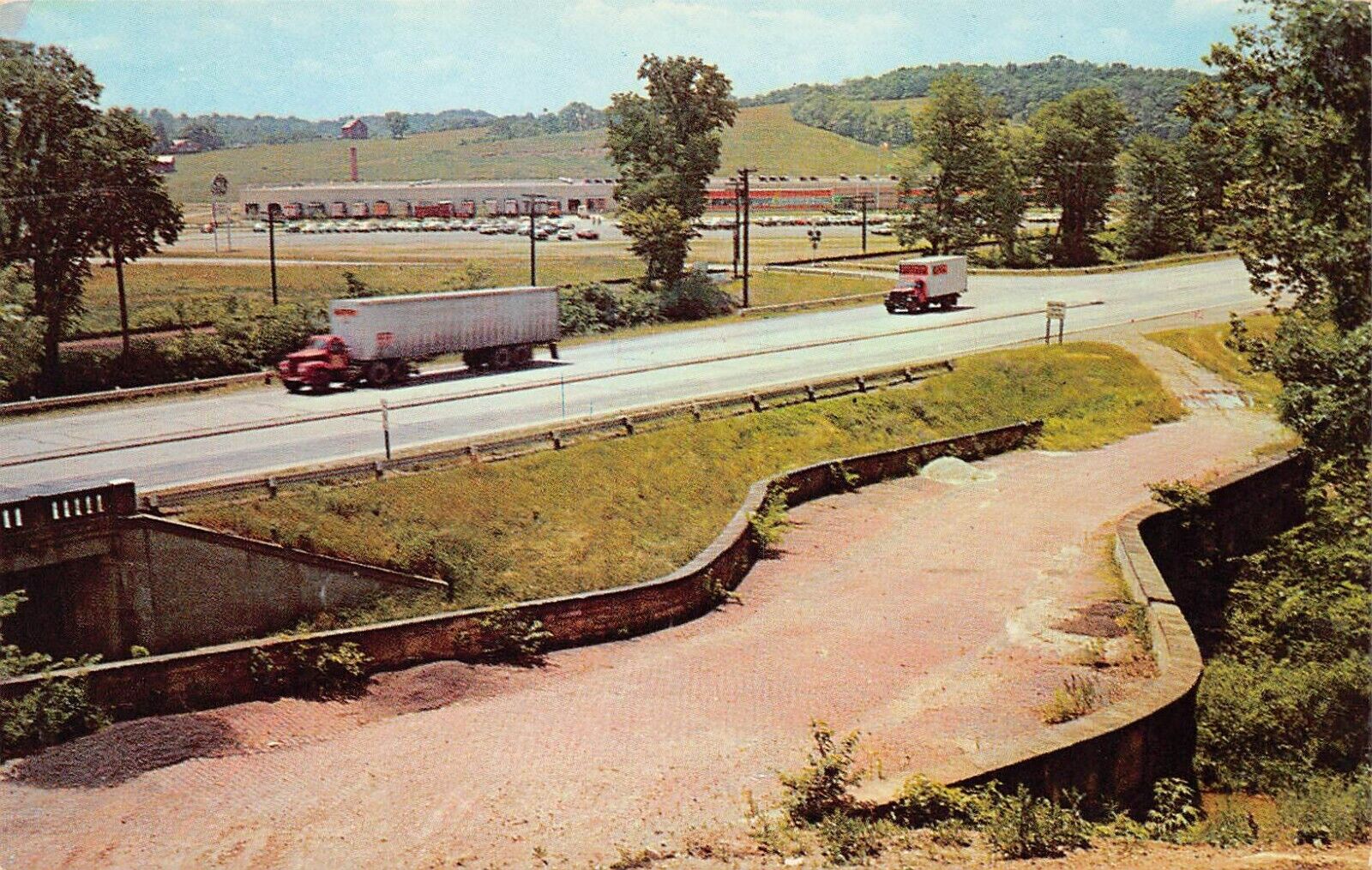 New Concord OH Ohio Historic S Bridge Hwy 40 Muskingum County Vtg Postcard A6